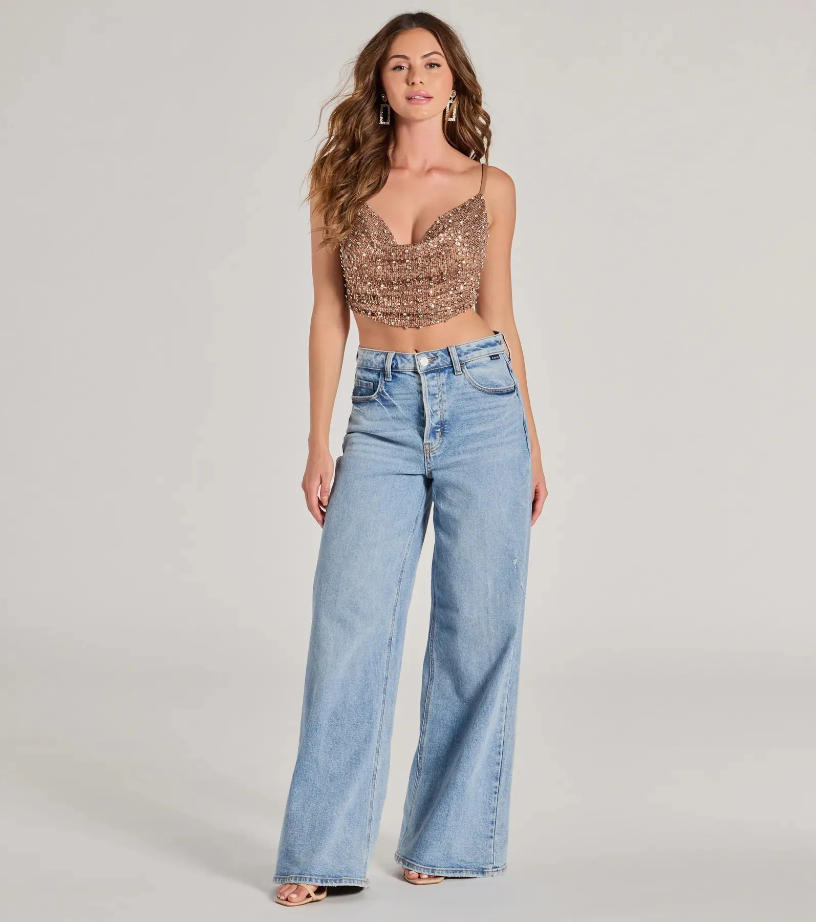 Glam Of The Moment Rhinestone Sequin Crop Top sold by Windsor product image thumbnail 3