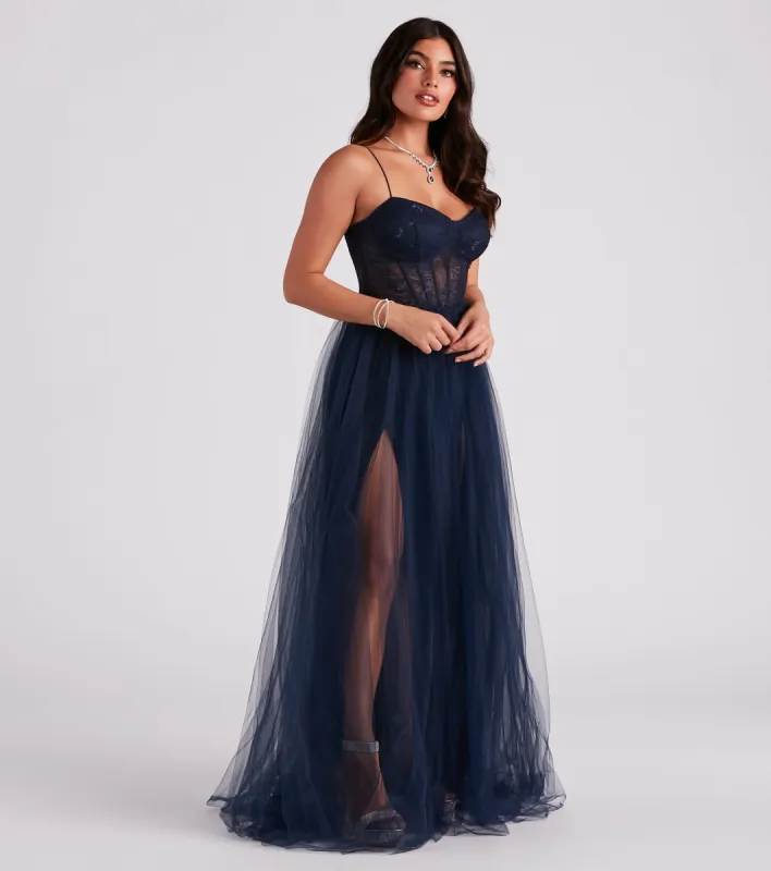 Hailey Lace Bustier Tulle Formal Dress sold by Windsor