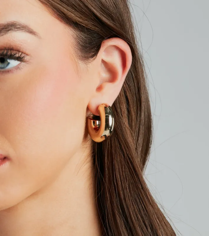 Sleek Minimalistic Chunky Hoop Earrings sold by Windsor