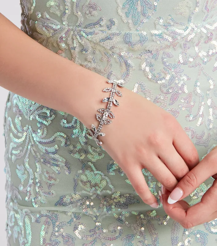 Fancy Affair Rhinestone Leaf Bracelet sold by Windsor