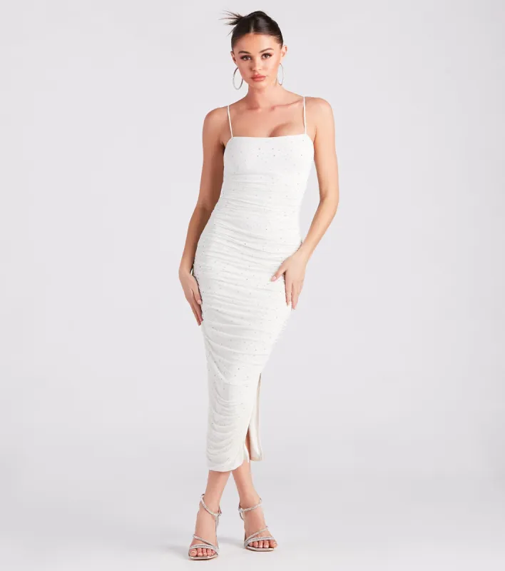 Harlow Formal Rhinestone Bodycon Midi Dress sold by Windsor