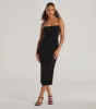 Truly Chic High Slit Bodycon Midi Dress sold by Windsor