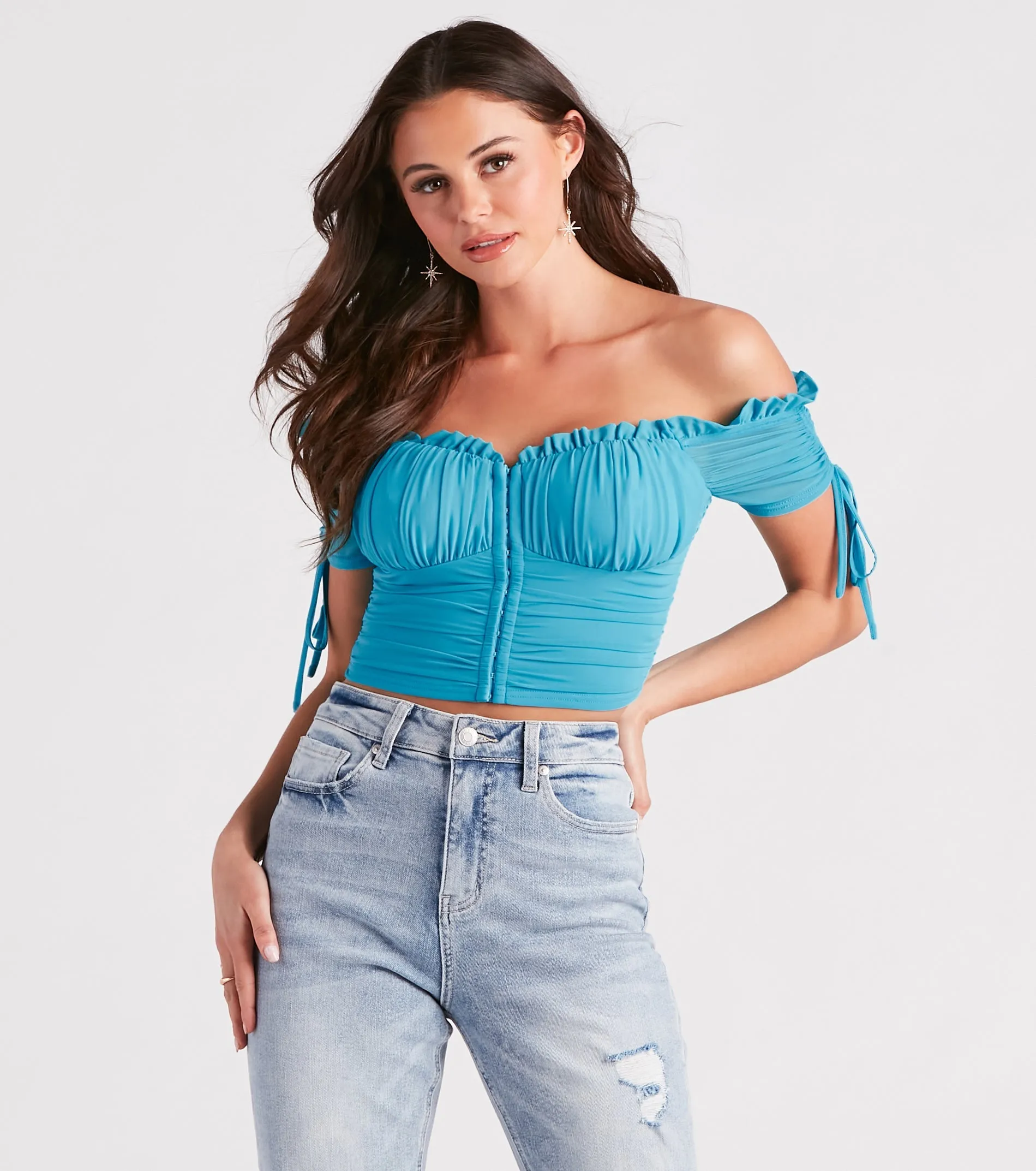 CLEARANCE - Hooked In Ruched Crop Top sold by Windsor