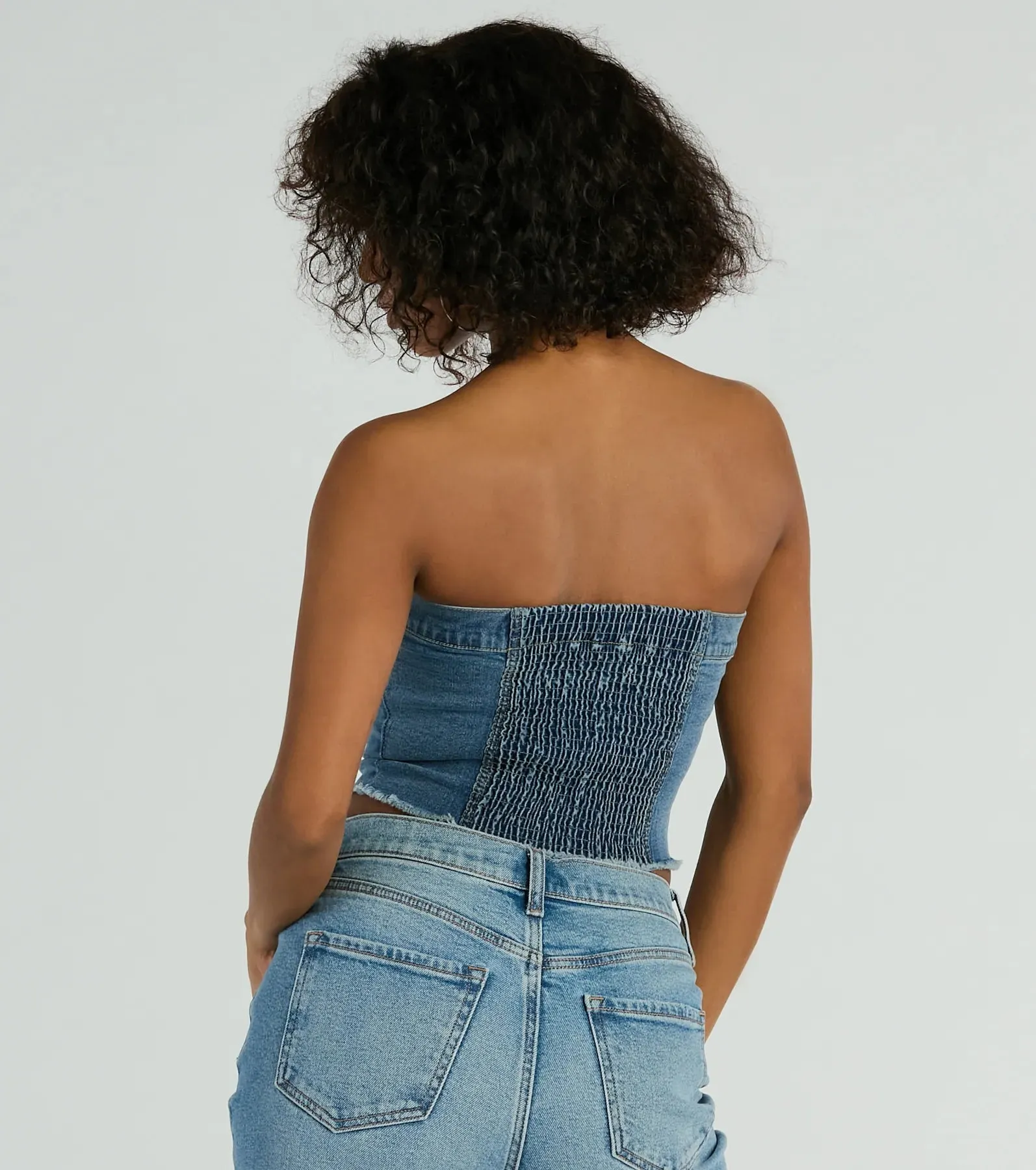 Keep It Chill Strapless Denim Crop Top sold by Windsor product image thumbnail 2