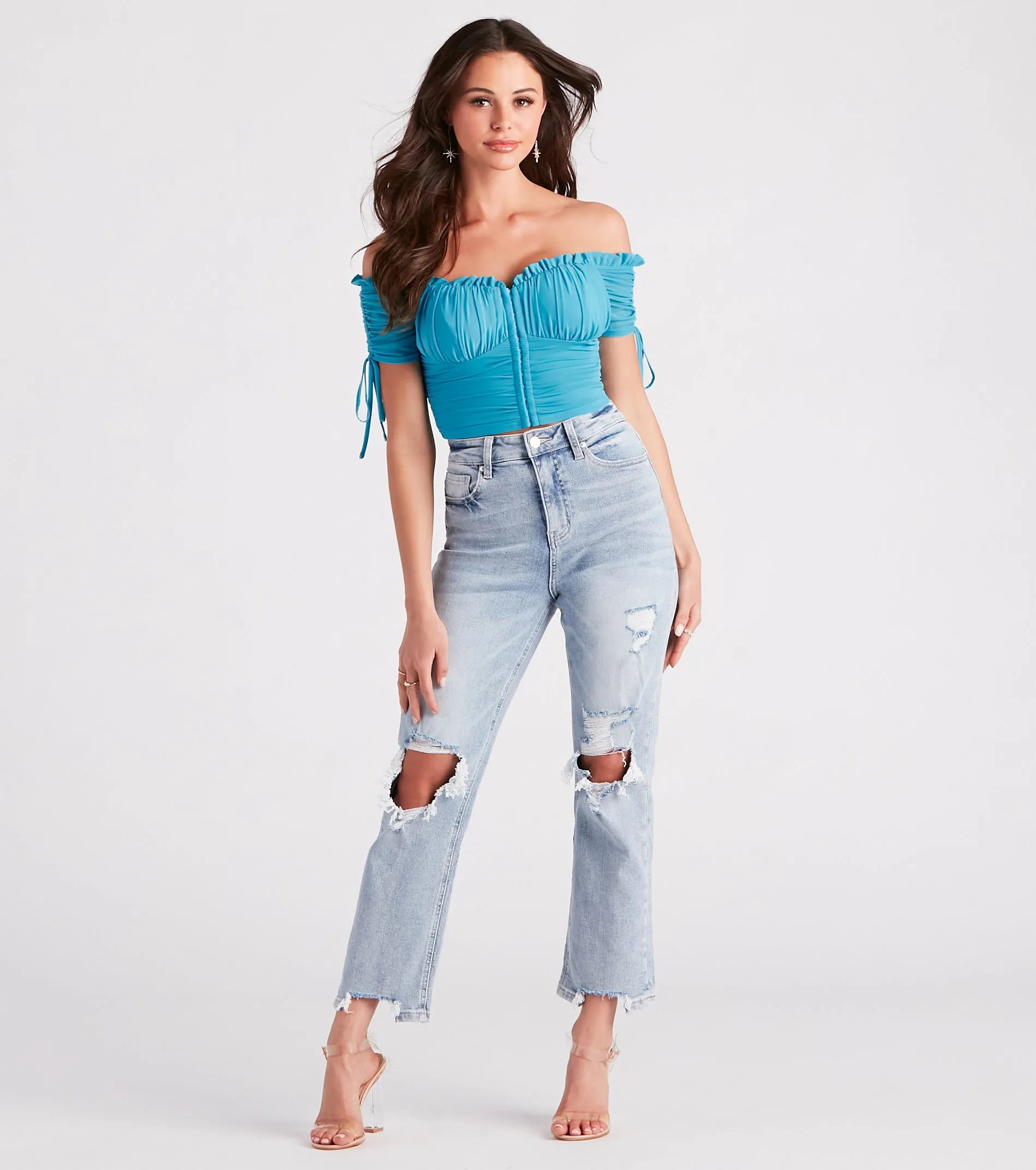 CLEARANCE - Hooked In Ruched Crop Top sold by Windsor product image thumbnail 3