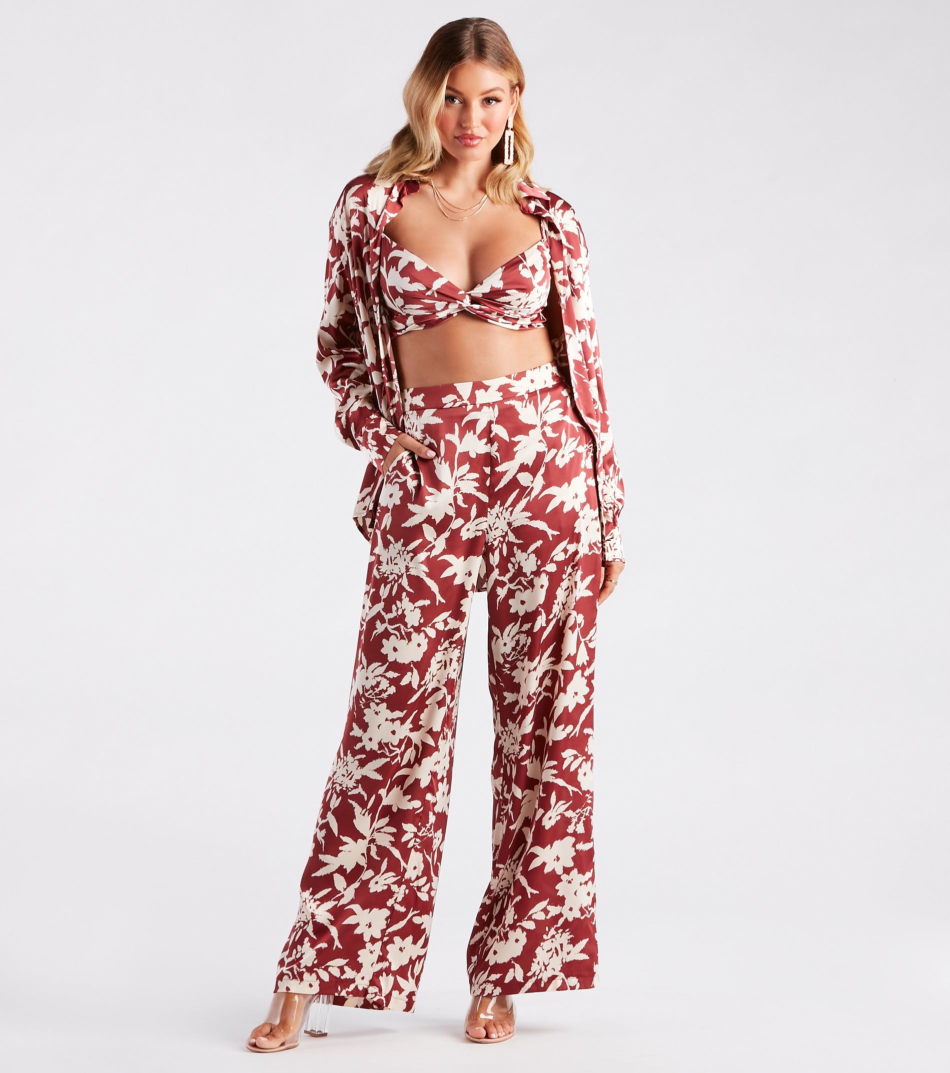 Major Muse Floral Satin Pants sold by Windsor