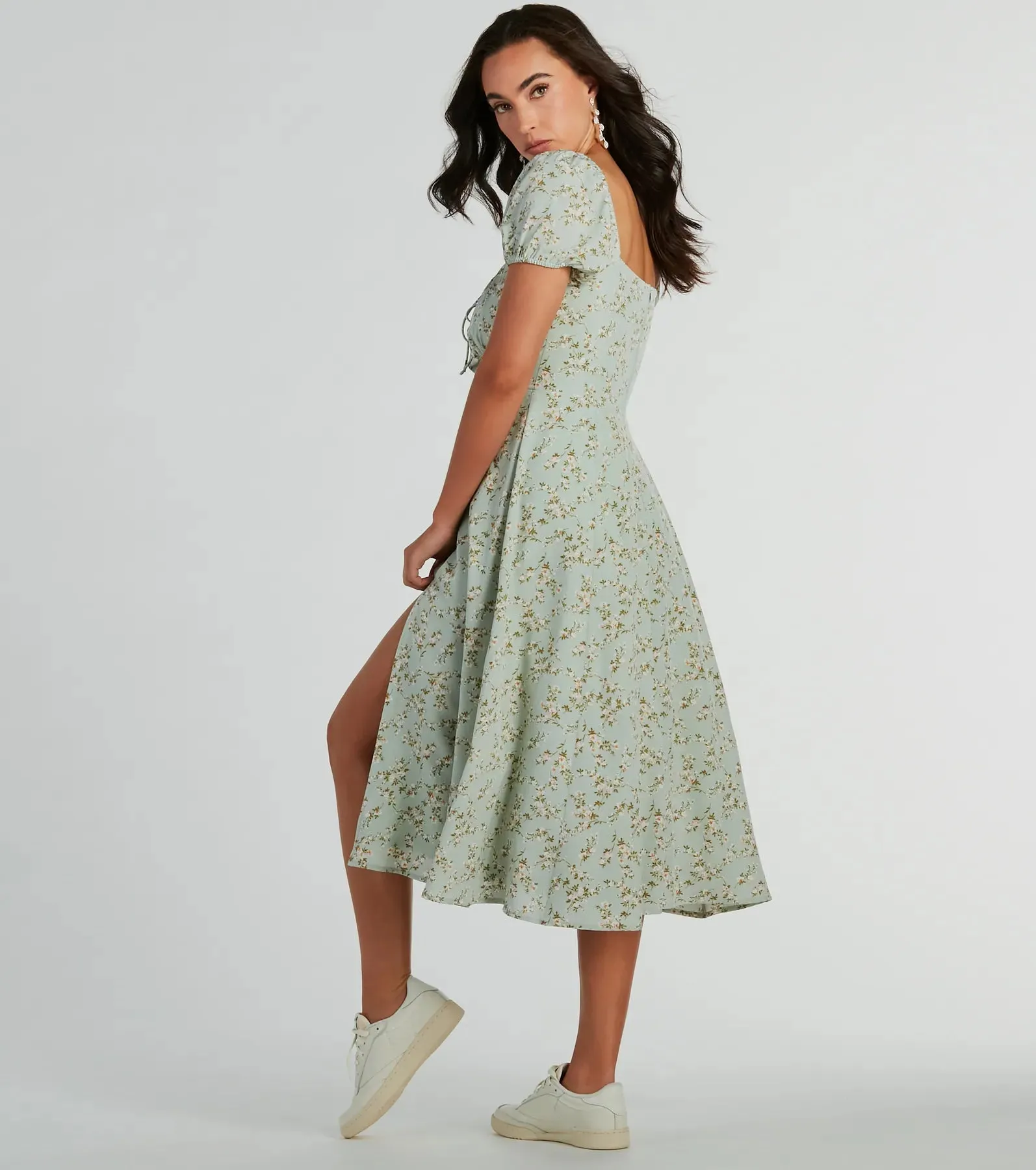 RSVP To Cute Ditsy Wildflower Tie A-Line Midi Dress sold by Windsor product image thumbnail 2