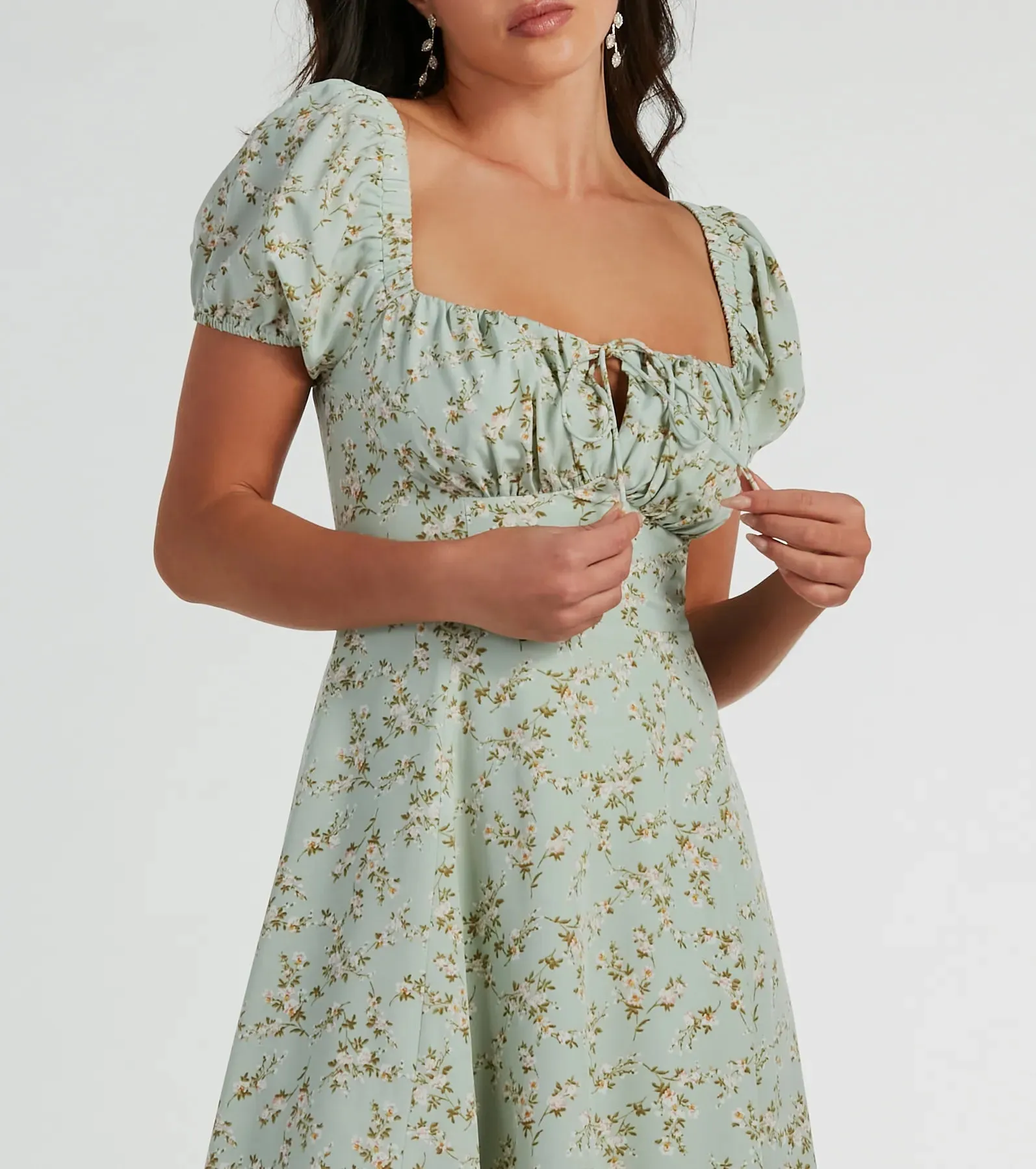 RSVP To Cute Ditsy Wildflower Tie A-Line Midi Dress sold by Windsor product image thumbnail 3