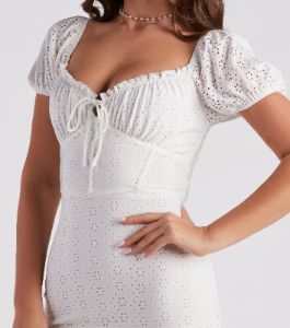 Friendly Flirt Eyelet Mini Dress sold by Windsor