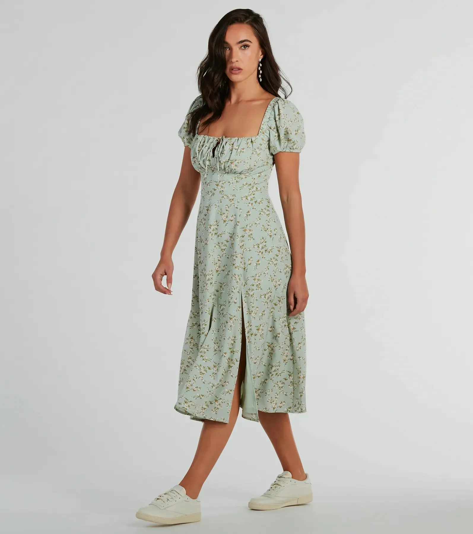 RSVP To Cute Ditsy Wildflower Tie A-Line Midi Dress sold by Windsor product image thumbnail 4