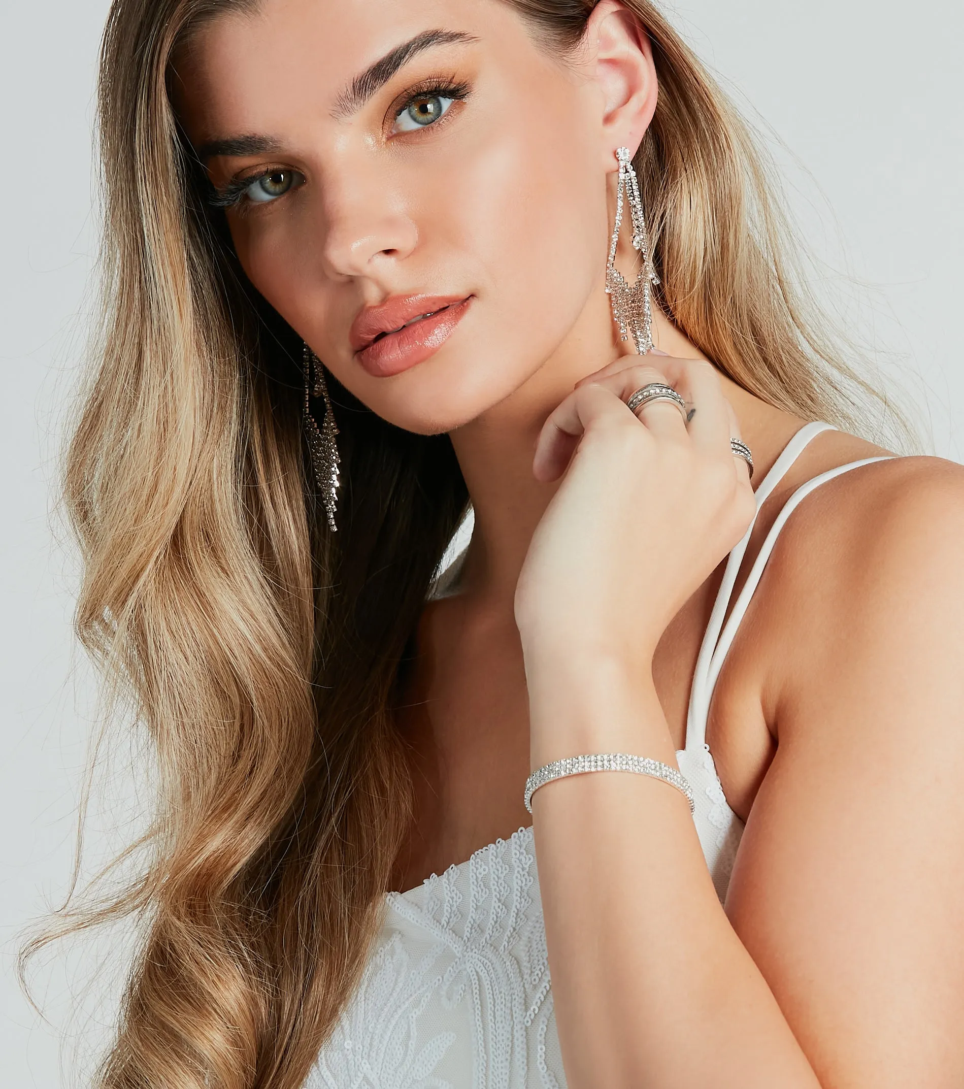 Luxe Staple Rhinestone Stretch Bracelet sold by Windsor