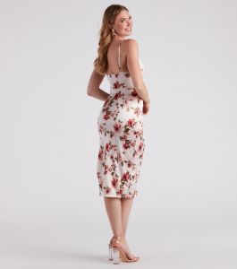 Framed In Floral Satin Midi Dress sold by Windsor