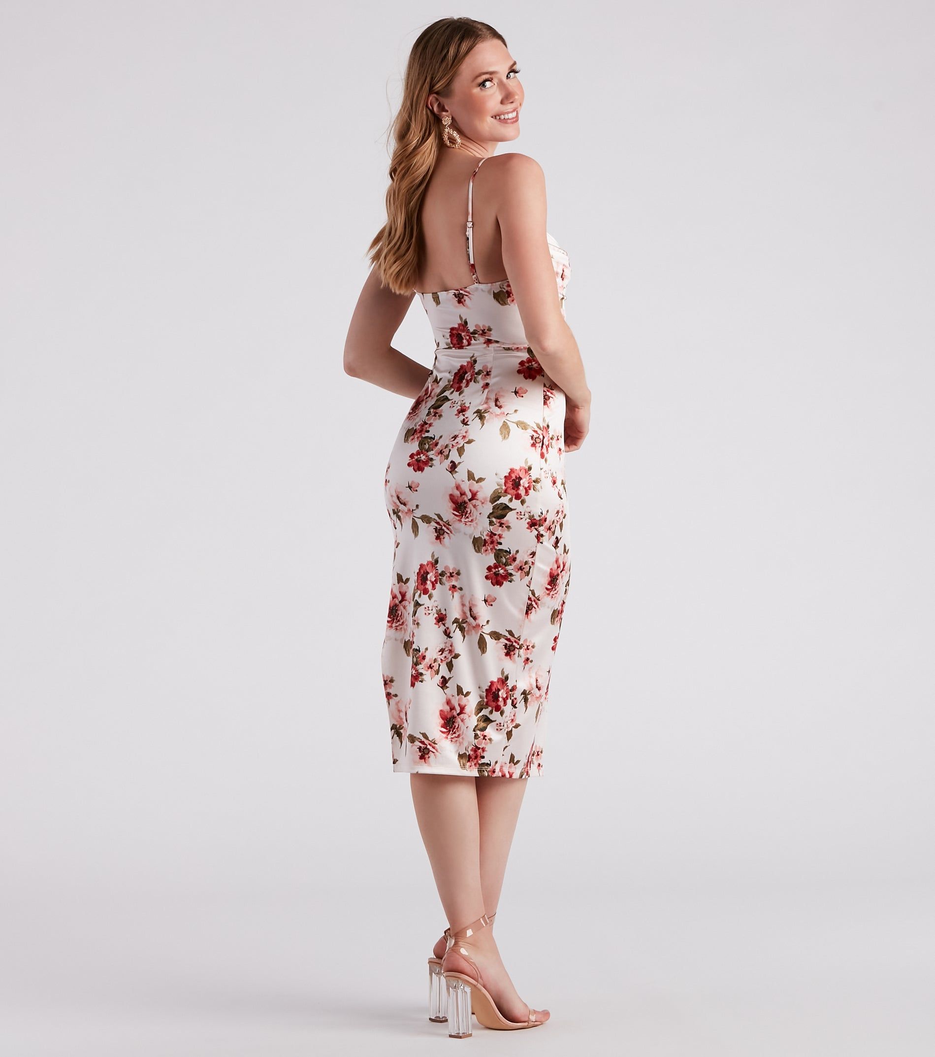 Framed In Floral Satin Midi Dress sold by Windsor product image thumbnail 2