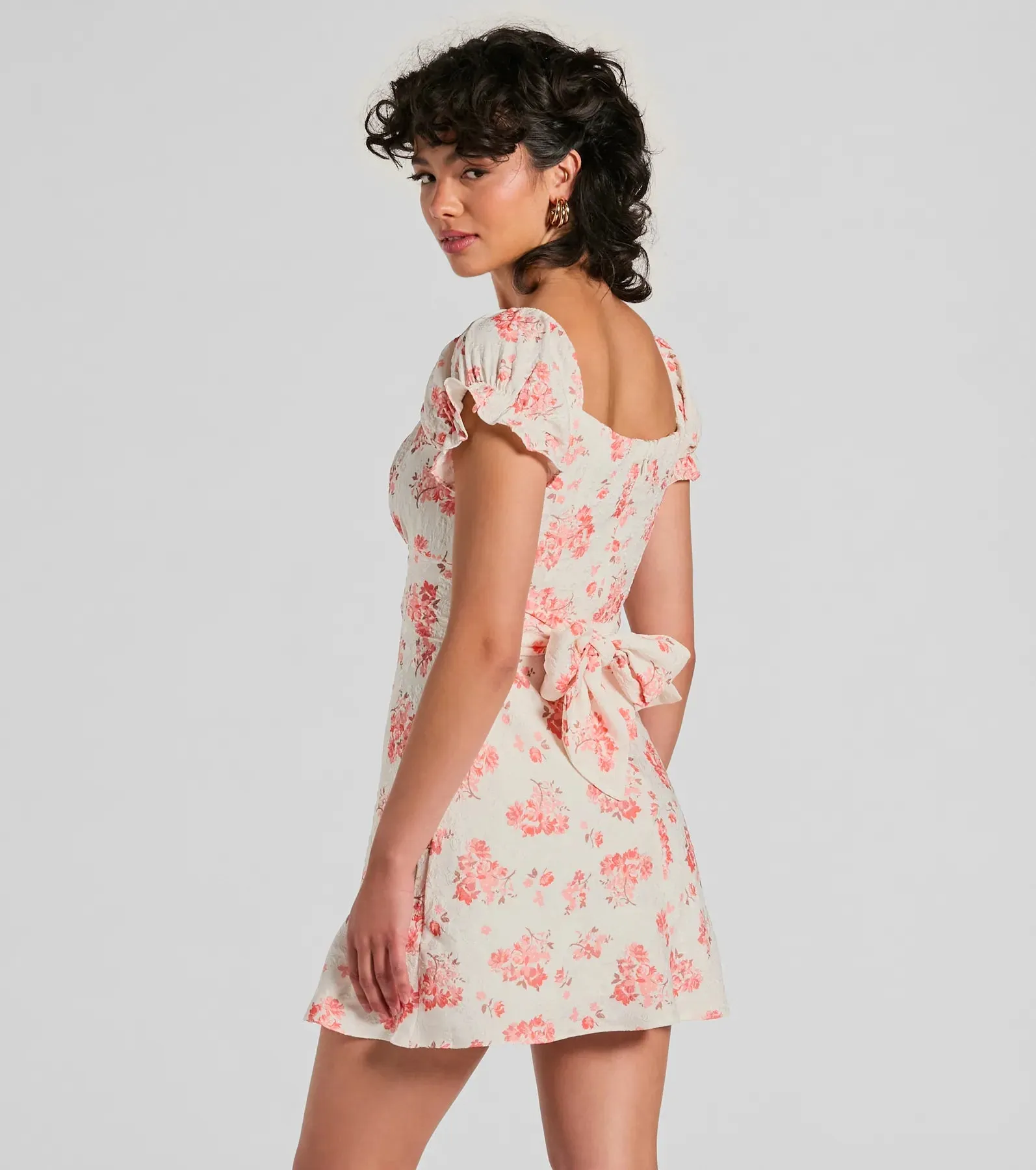 Sure To Adore Puff Sleeve A-Line Short Floral Dress sold by Windsor product image thumbnail 2