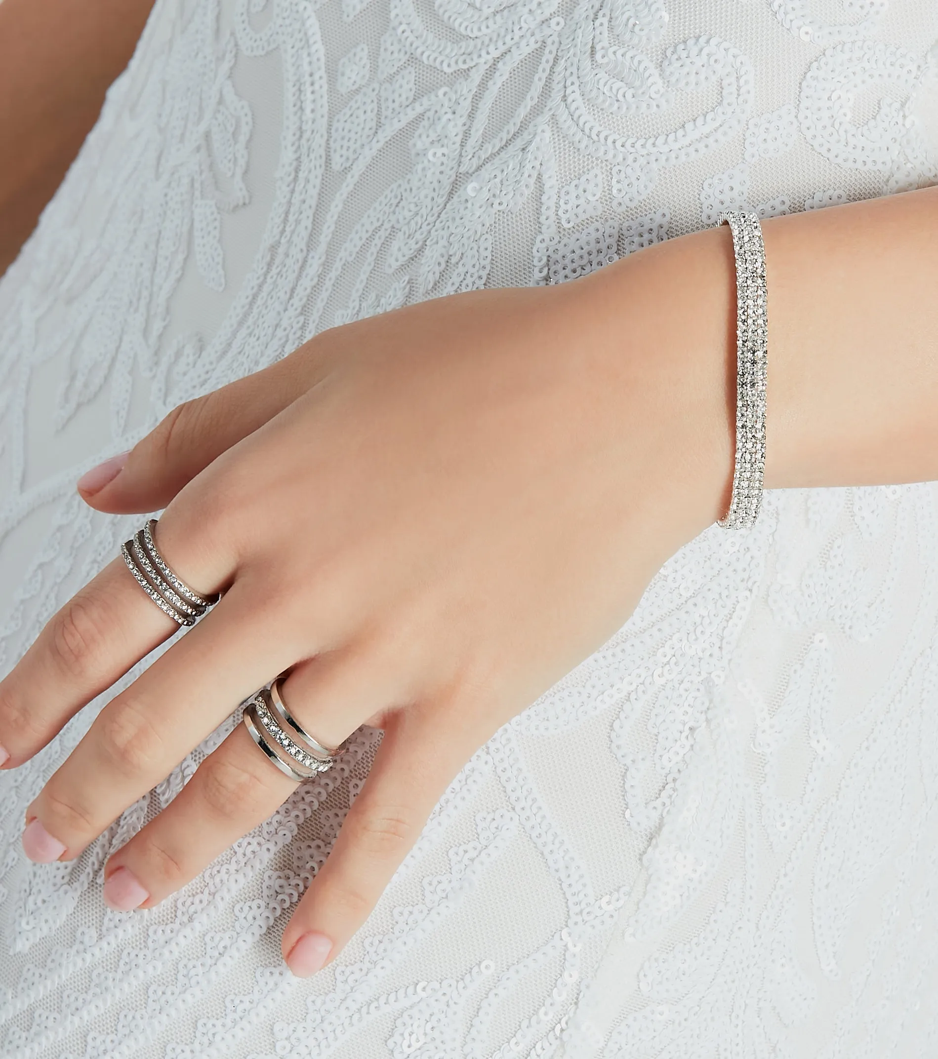 Luxe Staple Rhinestone Stretch Bracelet sold by Windsor product image thumbnail 2