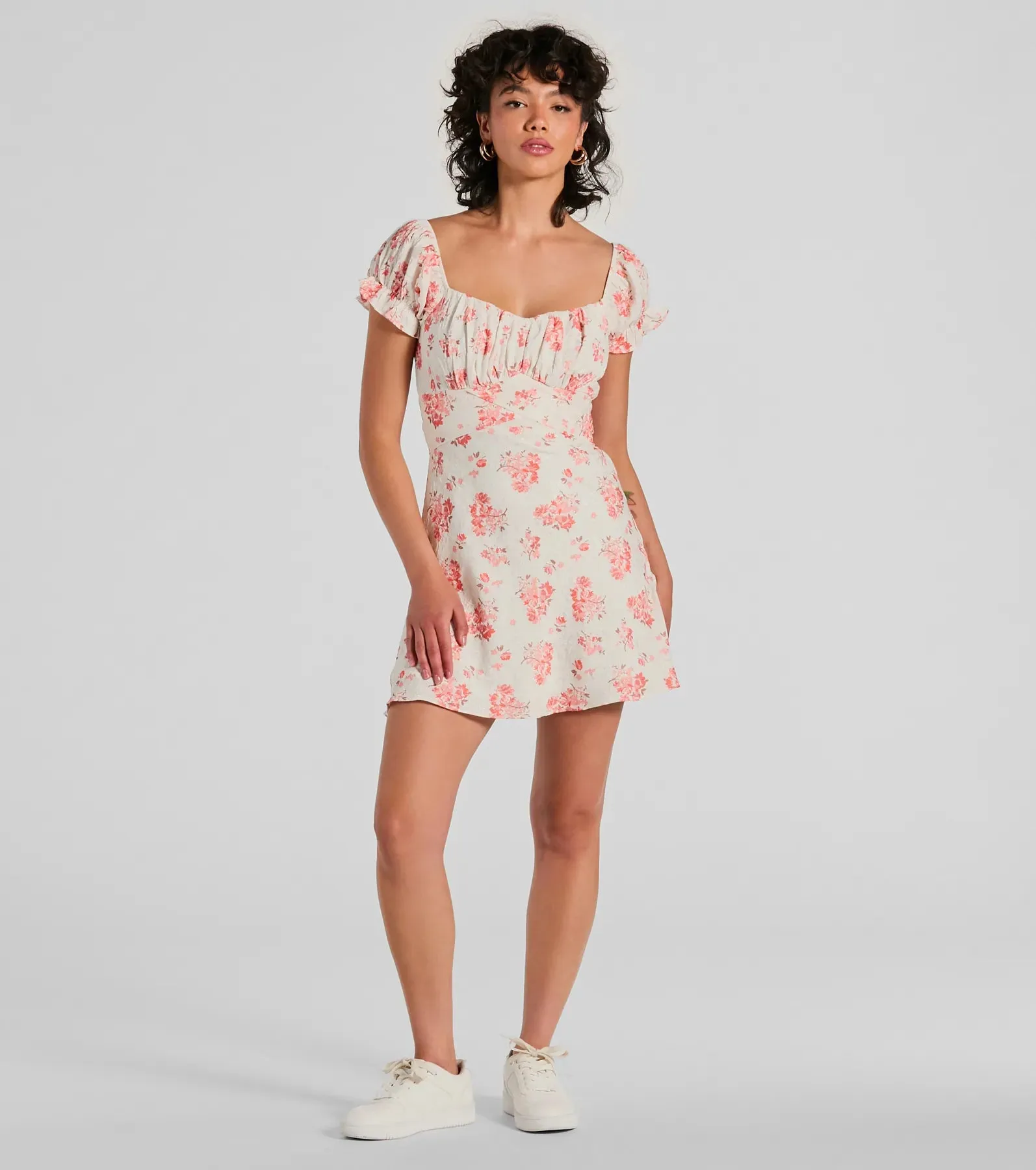 Sure To Adore Puff Sleeve A-Line Short Floral Dress sold by Windsor product image thumbnail 3