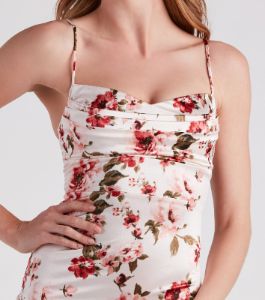 Framed In Floral Satin Midi Dress sold by Windsor