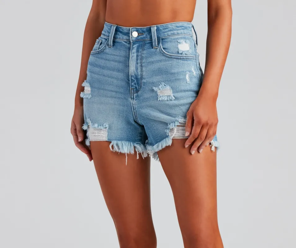 Remy High Rise Fray Denim Shorts By Windsor Denim sold by Windsor