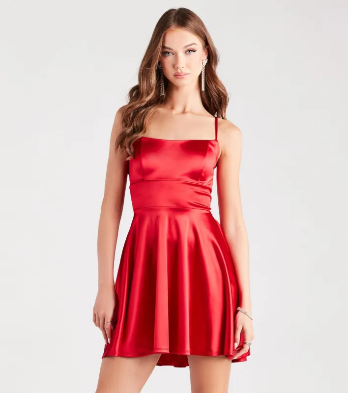 PLACEHOLDER - A Moment In Satin Skater Dress sold by Windsor