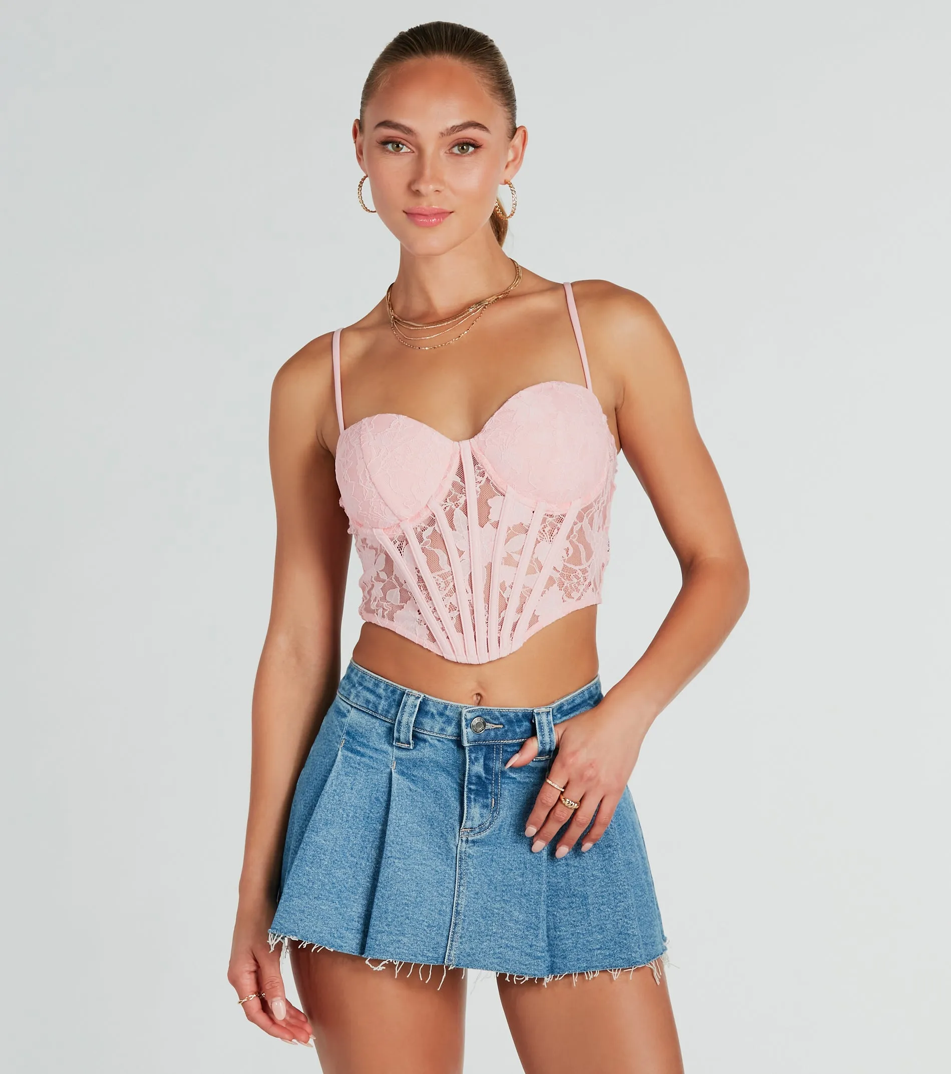 Sultry Details Sheer Floral Lace Corset Top sold by Windsor