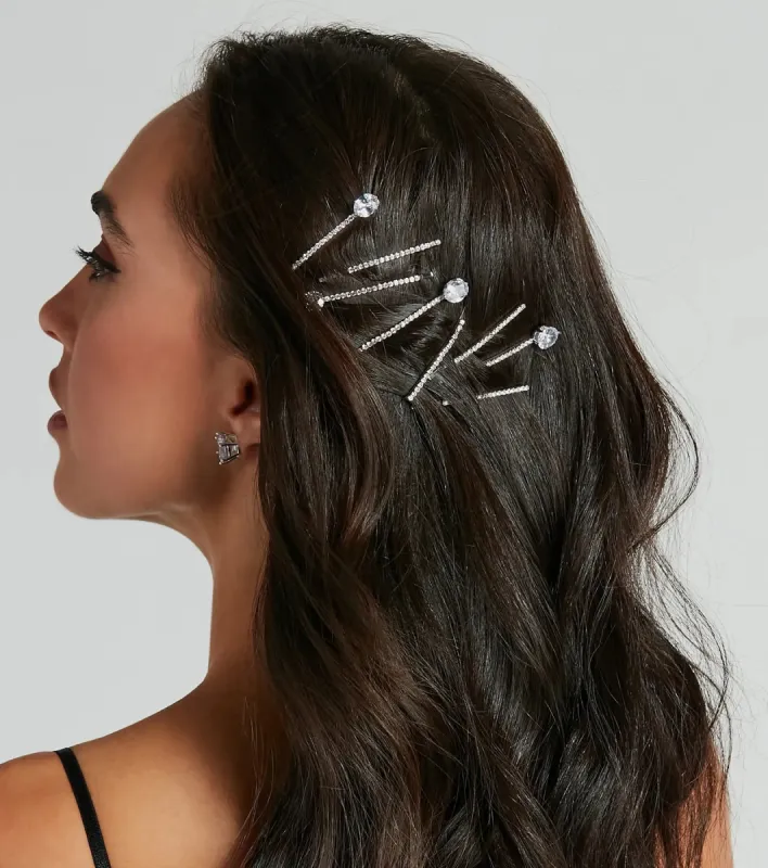 Glamour Expression Rhinestone Hair Pin Set sold by Windsor