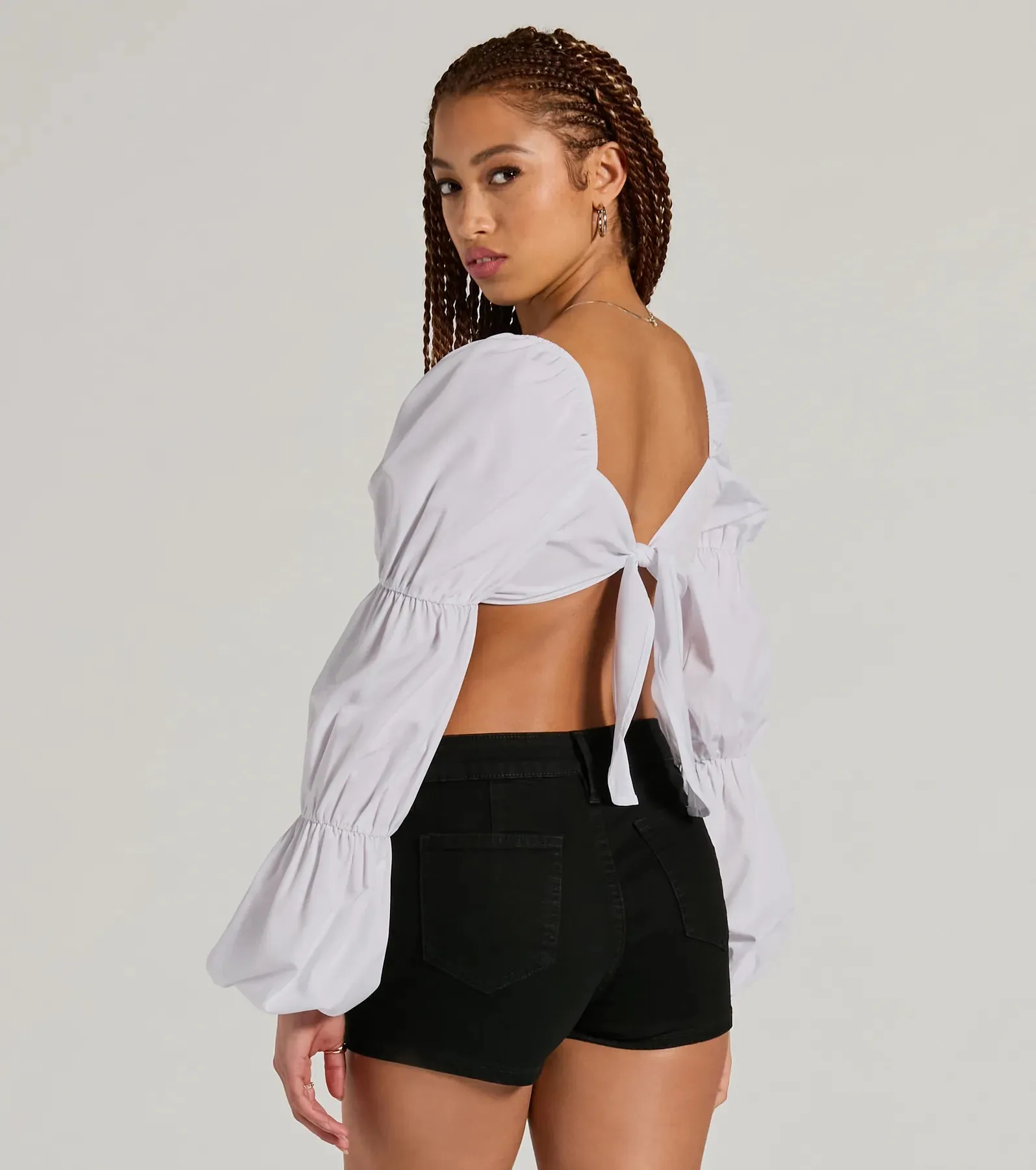 Official Cutie Tie Back Long Sleeve Crop Top sold by Windsor product image thumbnail 2