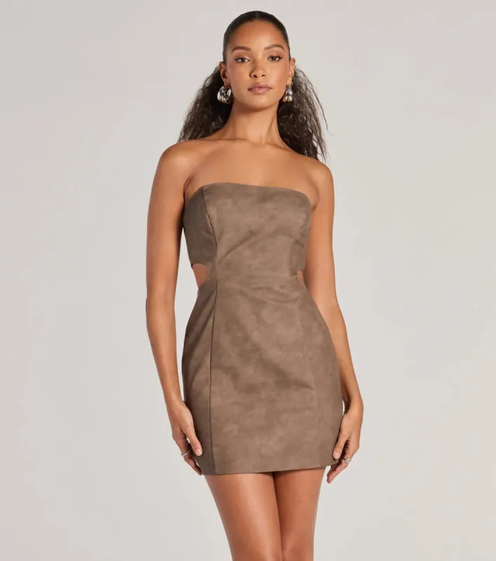 Iconic Allure Faux Leather Strapless Bodycon Mini Dress sold by Windsor