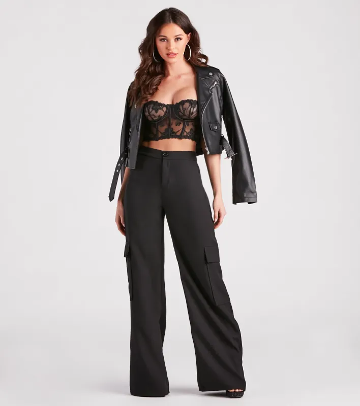 Keep It Cool Wide-Leg Cargo Trouser Pants sold by Windsor