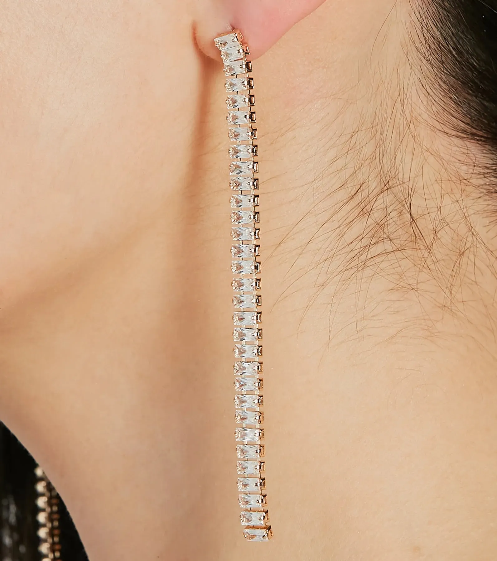 Pretty Pairing Rhinestone Linear Earrings sold by Windsor product image thumbnail 2