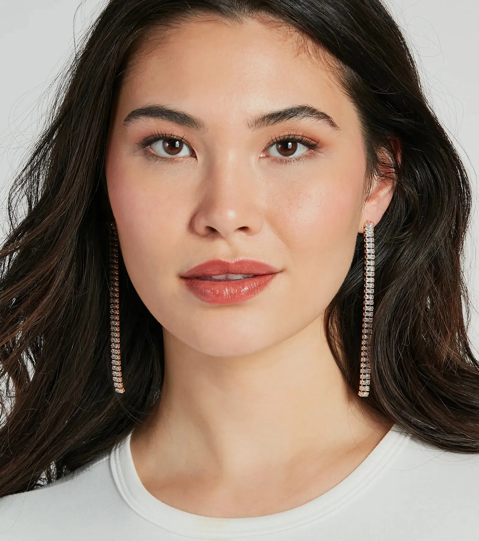 Pretty Pairing Rhinestone Linear Earrings sold by Windsor