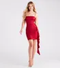 Flirty Affair Ruffled Satin Bodycon Mini Dress sold by Windsor