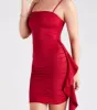 Flirty Affair Ruffled Satin Bodycon Mini Dress sold by Windsor