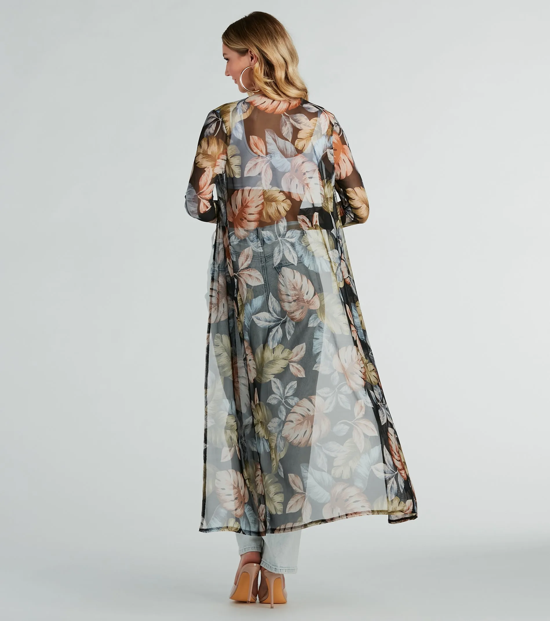 Resort-Ready Tropical Print Mesh Duster sold by Windsor product image thumbnail 2