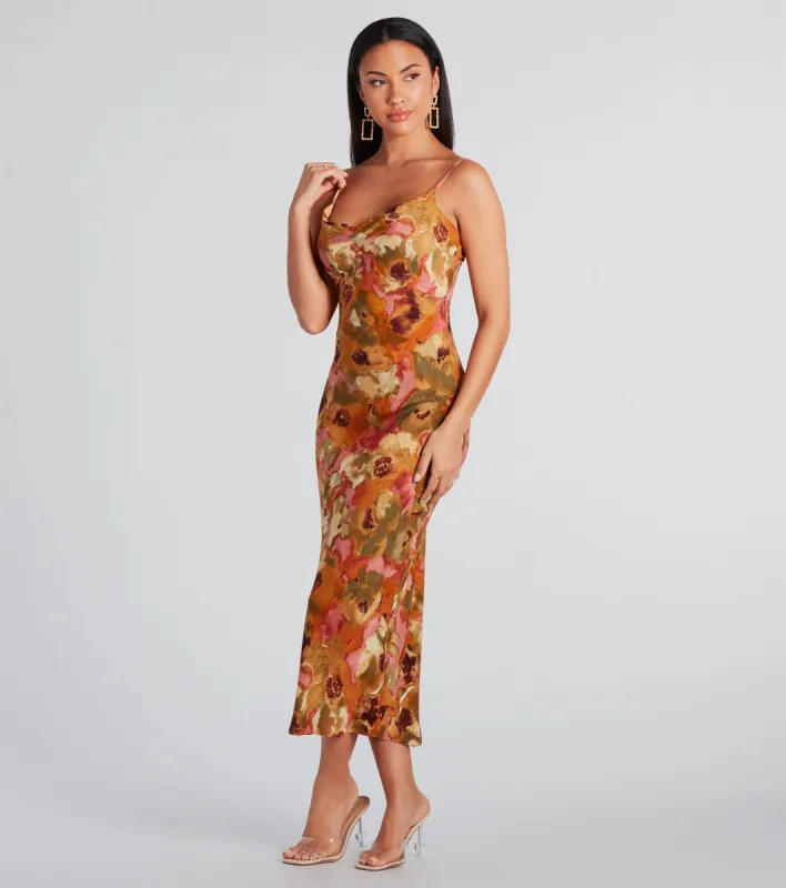 Simply Fine In Floral A-Line Midi Dress sold by Windsor