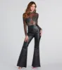 Rising Star Rhinestone Mock Neck Mesh Bodysuit sold by Windsor