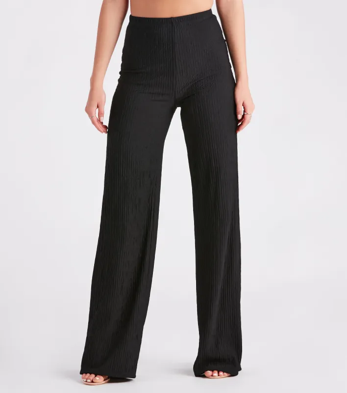 Two For The Show Texture Knit Wide Leg Pants sold by Windsor