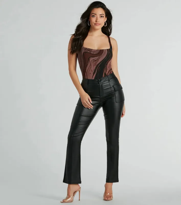 Of The Moment Straight-Leg Faux Leather Pants sold by Windsor