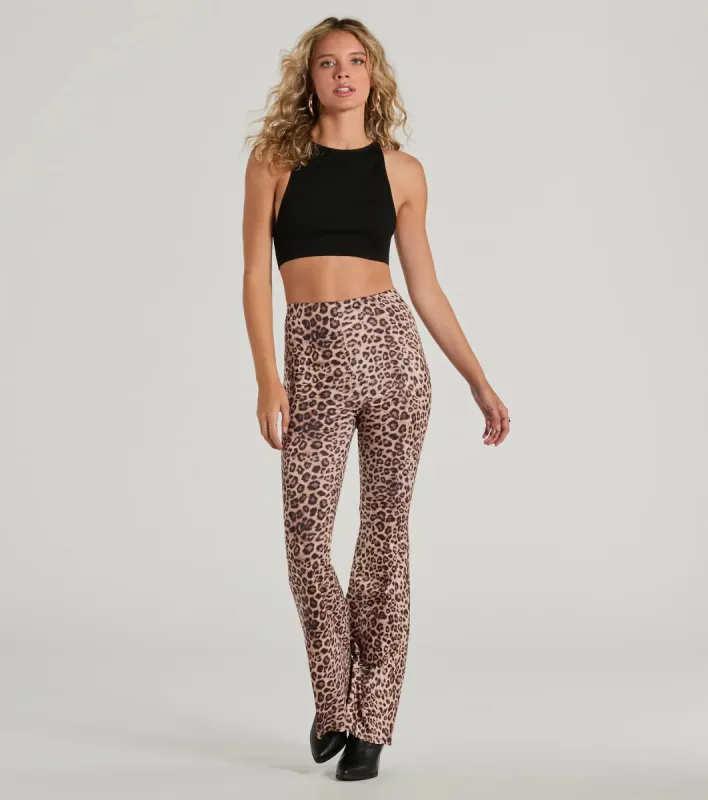 Walk On The Wild Side High Rise Leopard Flare Pants sold by Windsor