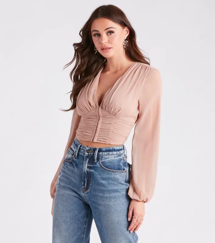 Casual And Chic Allure Cropped Blouse sold by Windsor