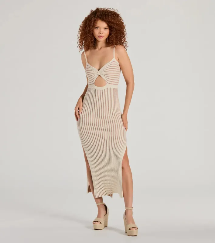 Leaving An Impression Striped Ribbed Knit Midi Dress sold by Windsor