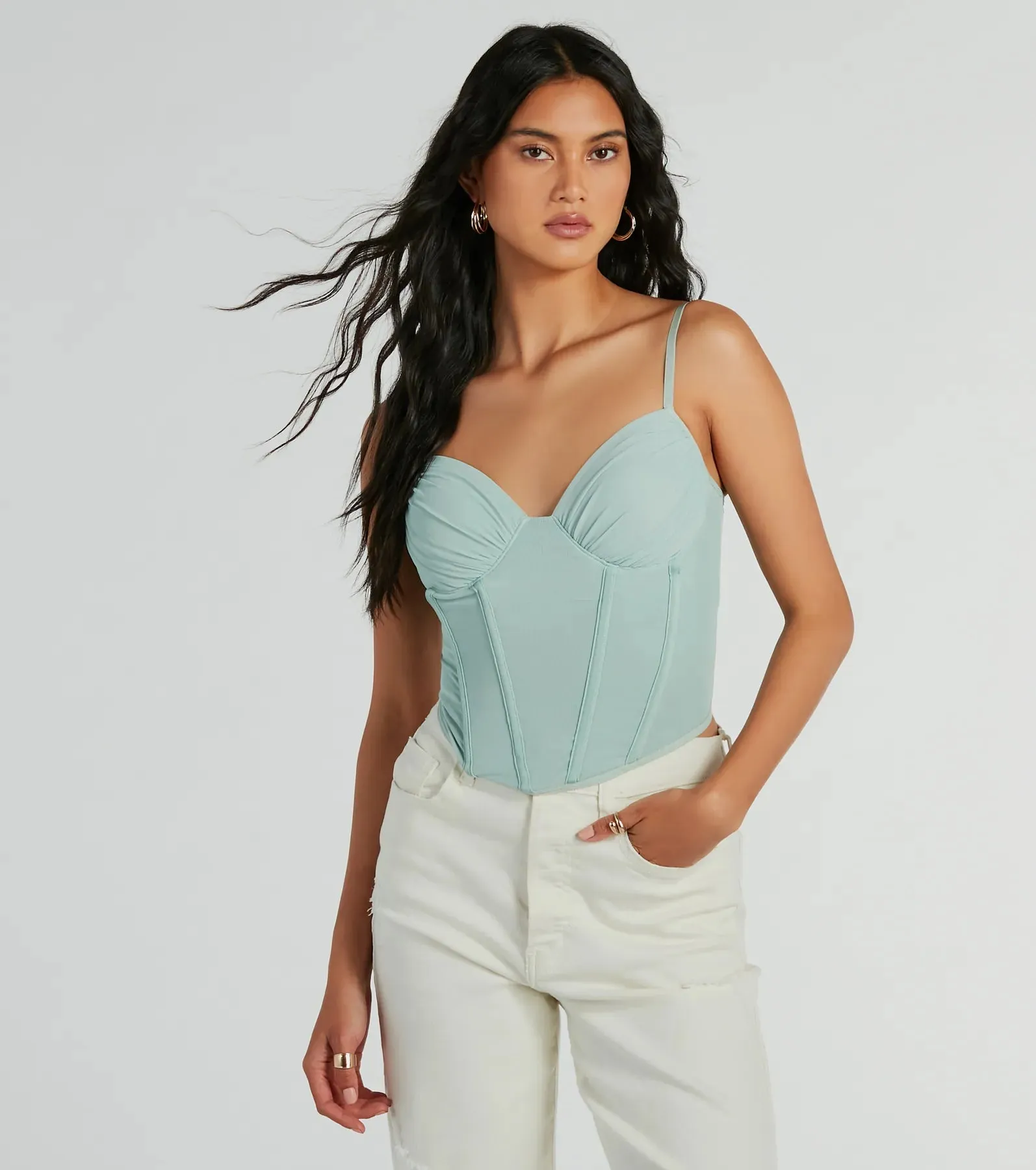 Sultry Perfection Mesh Cropped Bustier Top sold by Windsor