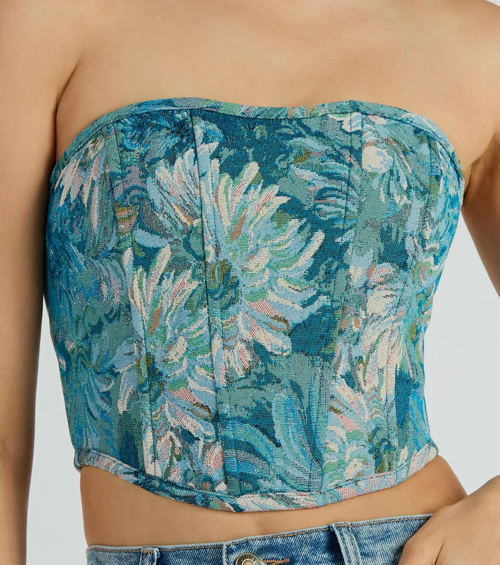 Have We Met Strapless Lace Up Jacquard Corset Top sold by Windsor product image thumbnail 4