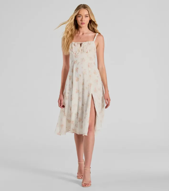So Enchanting A-Line Floral Chiffon Midi Dress sold by Windsor