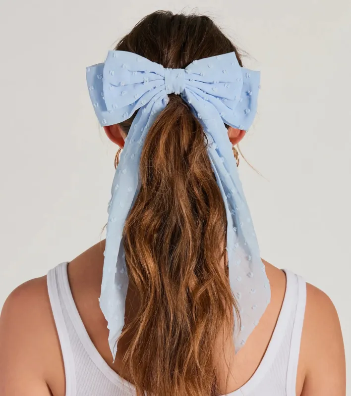 So Charming Polka Dot Chiffon Hair Bow Barrette sold by Windsor