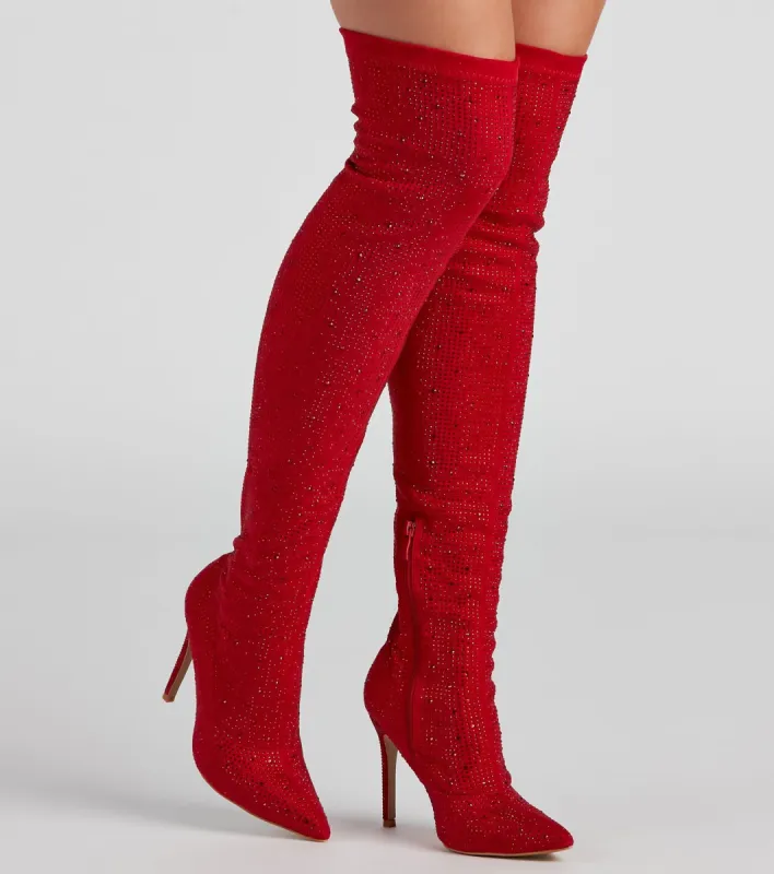 PLACEHOLDER - Sultry Voltage Rhinestone Over-The-Knee Boots sold by Windsor