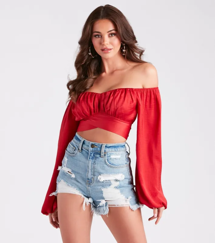 PLACEHOLDER - Sweet And Flirty Satin Crop Top sold by Windsor