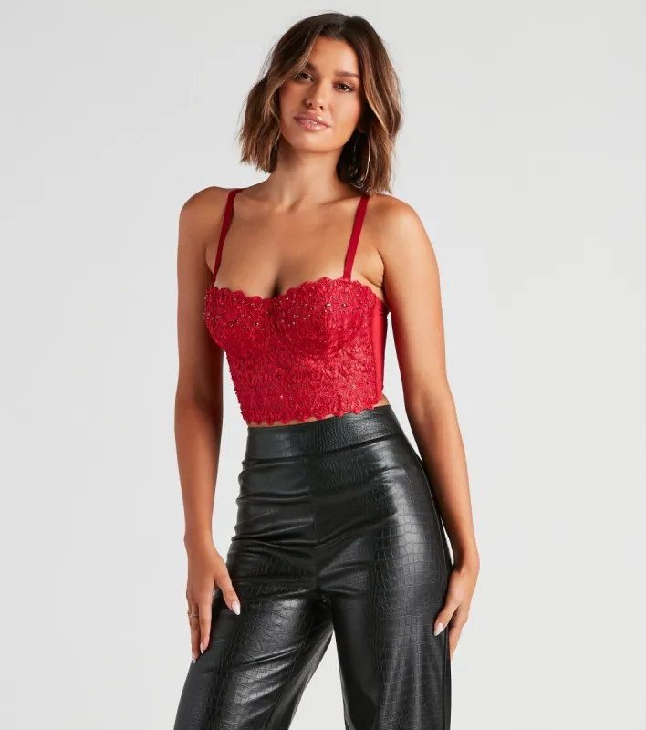 PLACEHOLDER - Reigning Lace Crop Top sold by Windsor