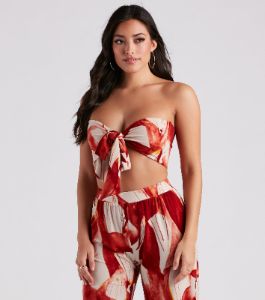 Island Time Floral Cropped Tube Top sold by Windsor