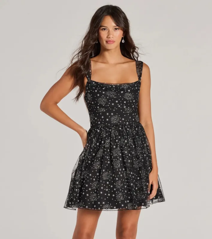 Starry Night Glitter Tulle Skater Dress sold by Windsor