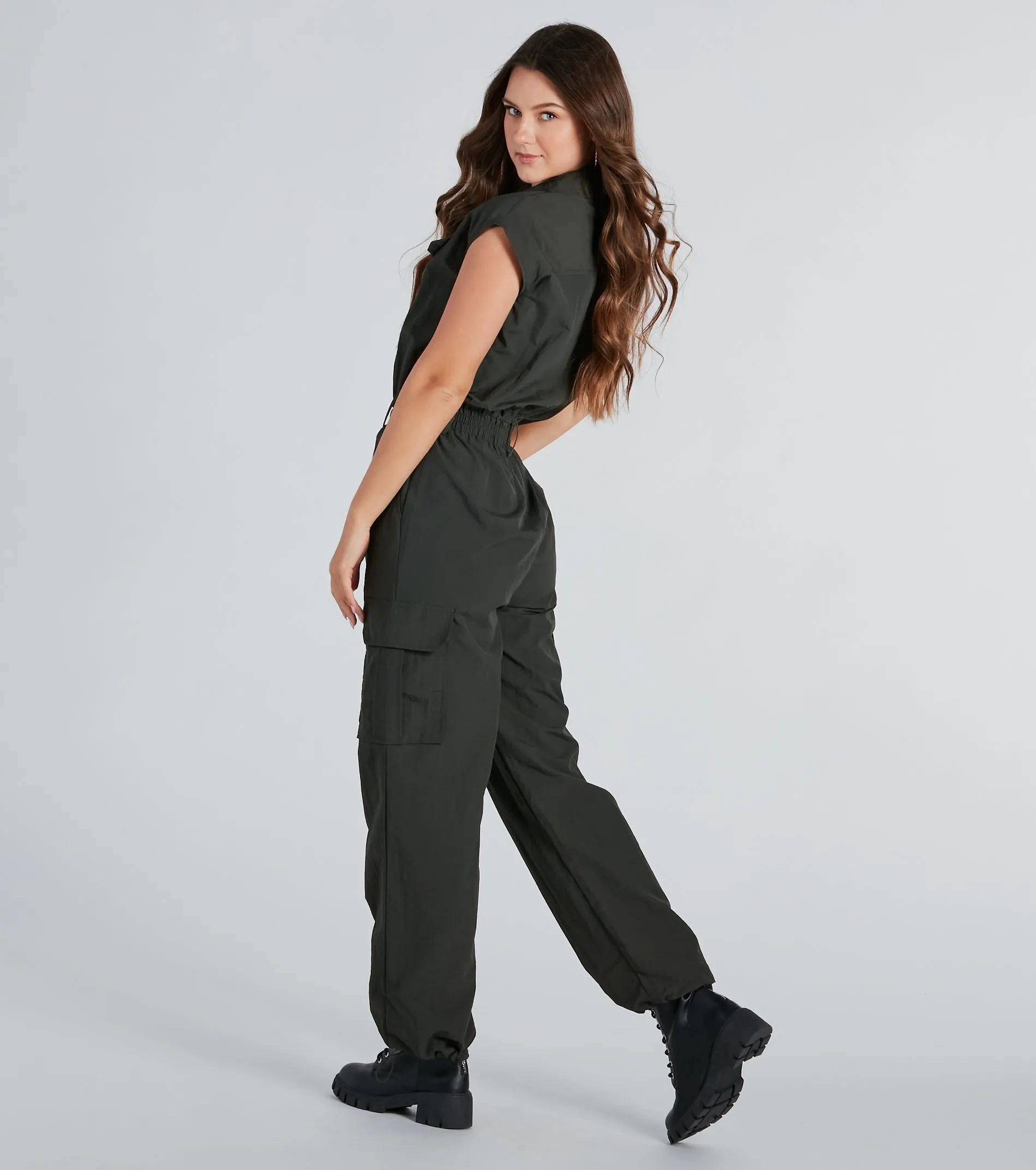 Street Style Sleeveless Cargo Jumpsuit sold by Windsor product image thumbnail 2